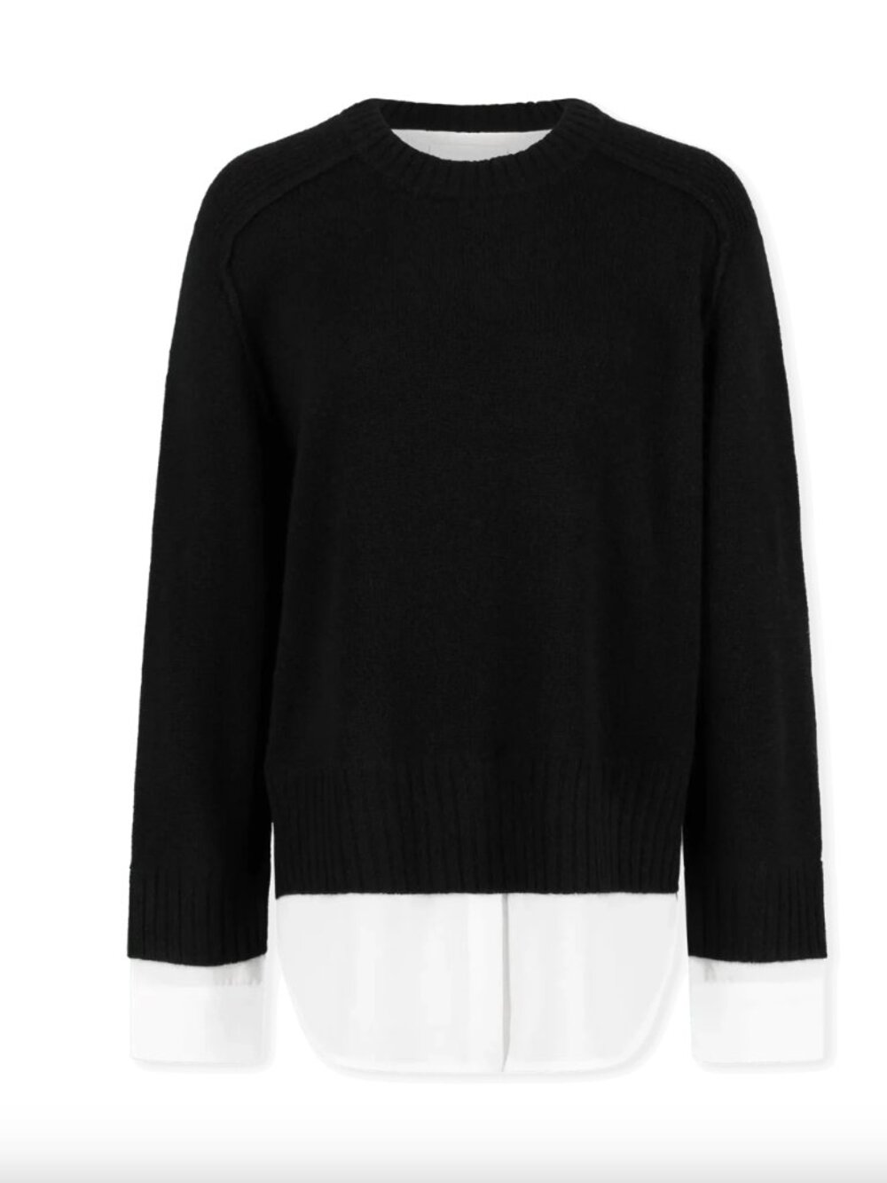 Brochu Walker Parson Layered Looker Sweater Black Pullover white wool cashmere